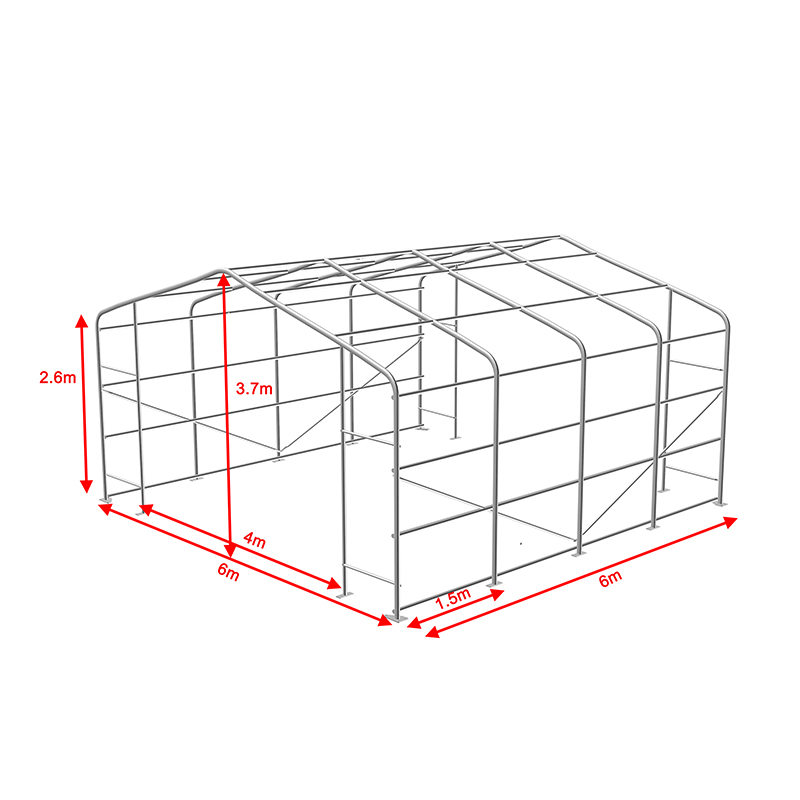 6X6 2,6 m bočne visine potpuno pocinčanog čeličnog okvira, hala za šatore privremenog skladišta