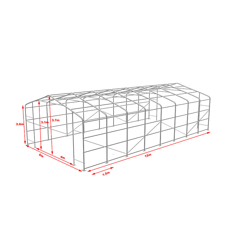 6X12 2,6 m bočne visine industrijski skladišni šatori otporni na visoke temperature