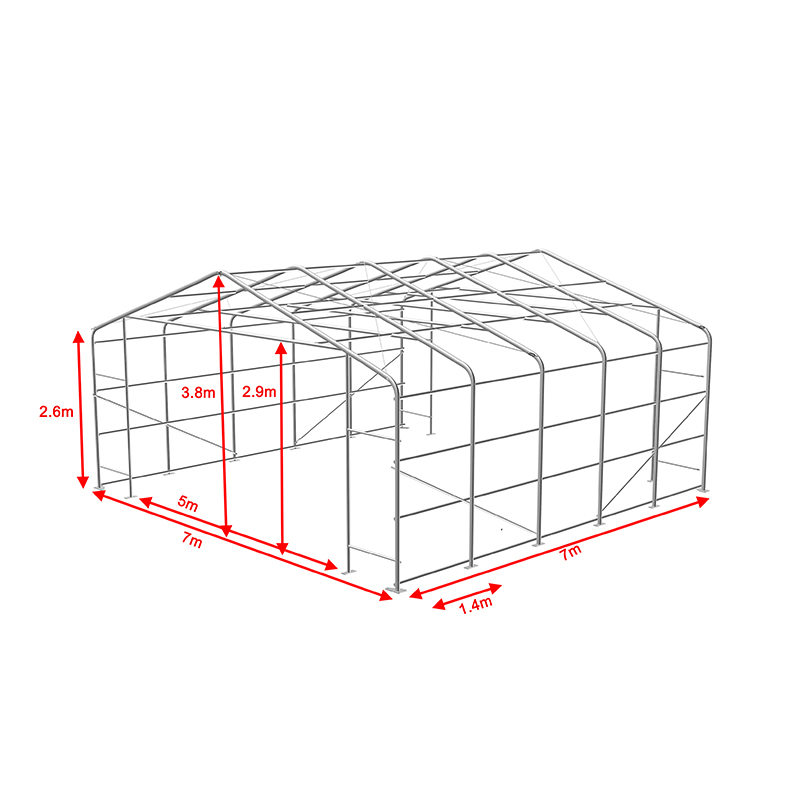 7x7 2,6 m bočne visine, industrijsko i komercijalno skladište, šator za sjenu, prijenosna dvorana za šator
