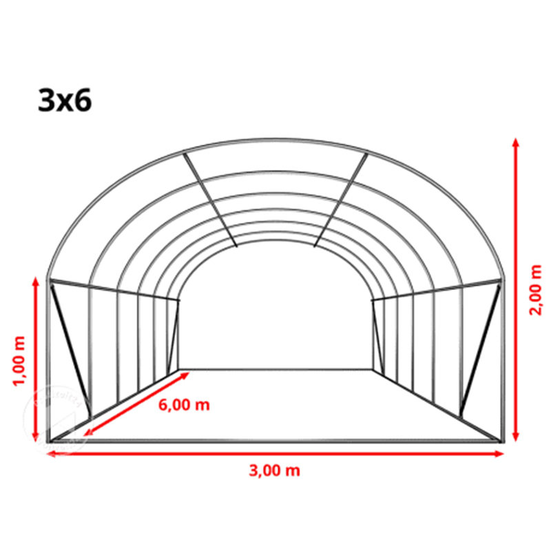 3x6x2m Weatherguard Round Top Staklenik i politunel