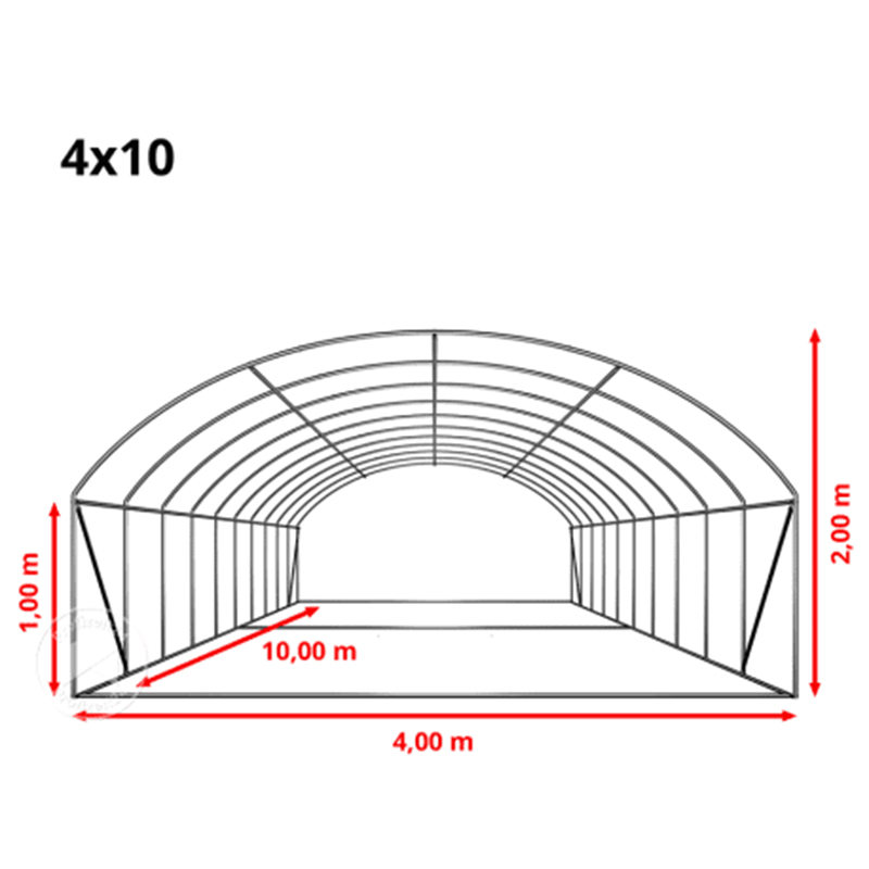 4x8x2m Foil Tunnel Roundtop Visoki tunelski staklenik