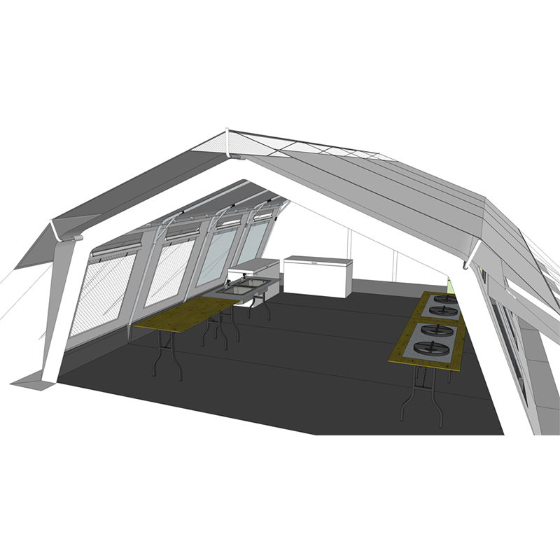 UNICEF-ov standardni višenamjenski šator od 42 m² s integriranim/uklonjivim pokrivačem za sjenilo