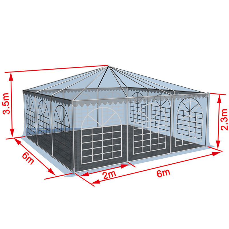6x6-2,3 m Pagoda Marquee PVC pop-up šator s baldahinom