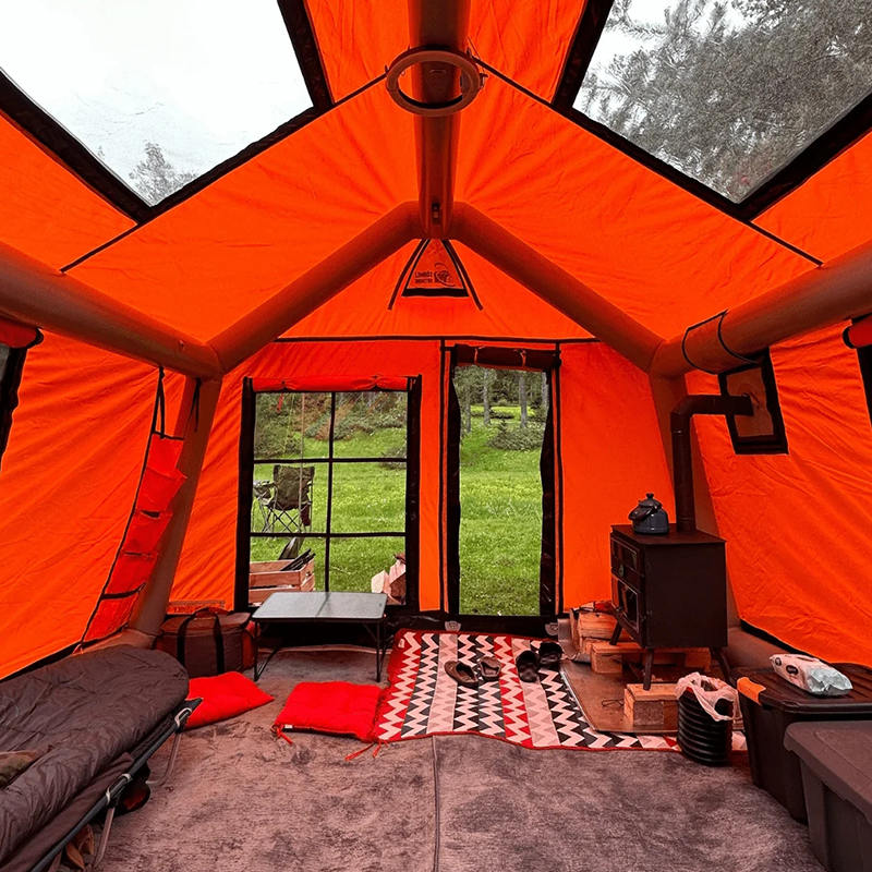 Glamurozni vatrootporni i antibakterijski šator za kampiranje na napuhavanje za 8-10 osoba za četiri godišnja doba